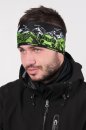 Černá sportovní outdoorová čelenka se zeleno-bílým potiskem hor- SVĚTOVÉ OSMITISÍCOVKY